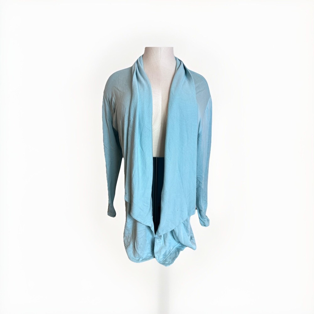 Athleta Cardigan Sweater Womens Blue Open Front Oversized Boho Beachy Lg